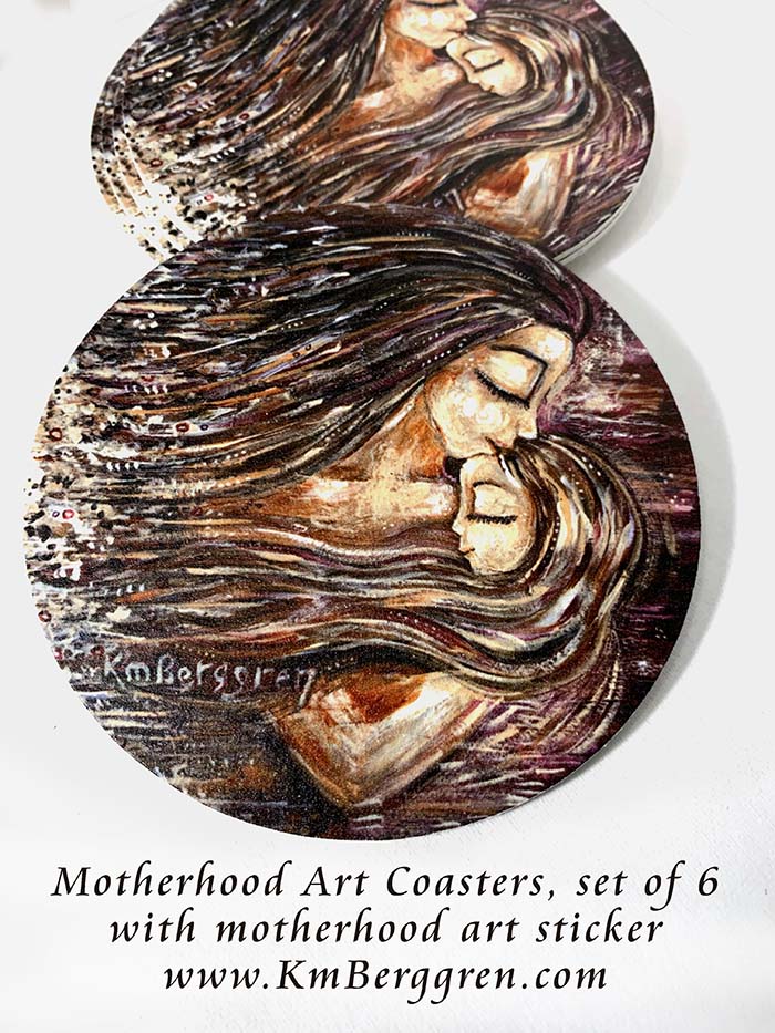 gifts for mom under $15, inexpensive mothers day gifts, gift for mom, art coasters, tableware art, usable artwork, art for decorating, table setting artwork, motherhood art coasters, gifts for mom, easy gift for girlfriends for mothers day