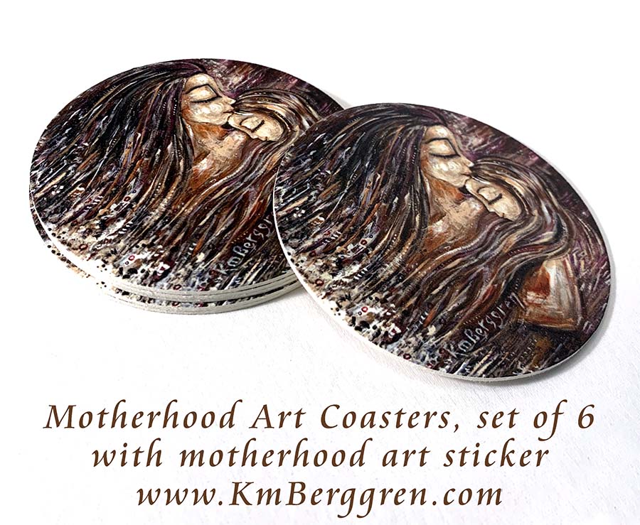 gifts for mom under $15, inexpensive mothers day gifts, gift for mom, art coasters, tableware art, usable artwork, art for decorating, table setting artwork, motherhood art coasters, gifts for mom, easy gift for girlfriends for mothers day