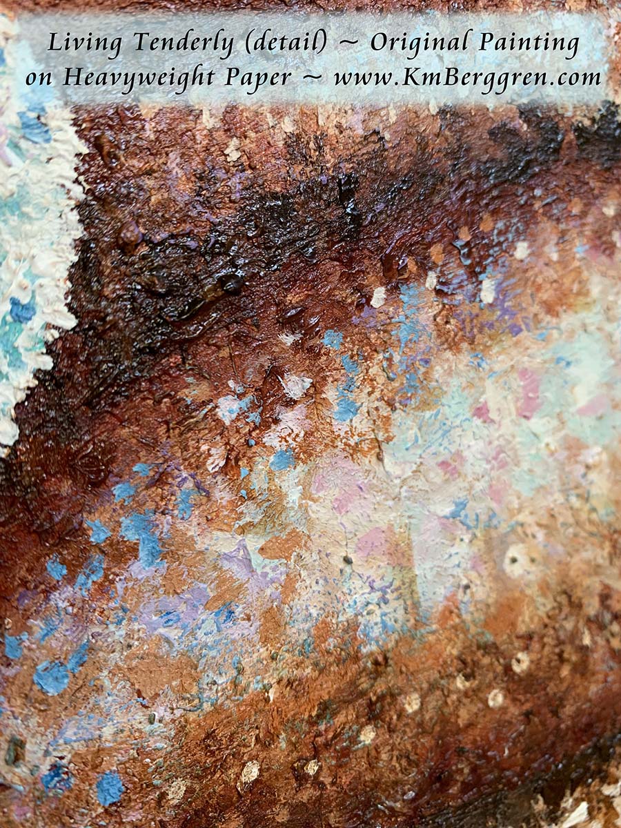 Mermaid Mother & Child Gentle Heart Red & Orange with Purple Heart Original Painting - KmBerggren