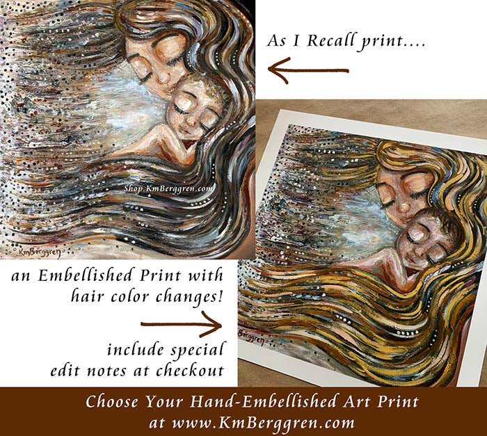 personalized art print, customize colors on art print, custom hair and eye colors, mother sleeping with two children art print - embellish for hair and eye color changes
