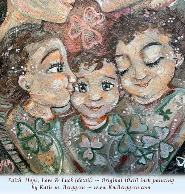 original painting for a family with three kids, mother and father artwork, anniversary painting for mom and dad, three children artwork, mother and father of three daughters art, brother artwork, little brother and big sisters painting, mother and child artwork by kmberggren