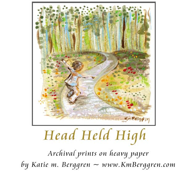 young child running on a path, homeschool gift, freedom child artwork, painting of forest and trees, unschooling art