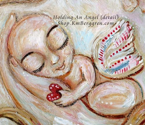 detail of angel baby face in KmBerggren print