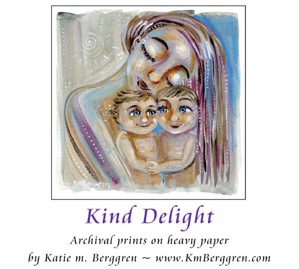 Two sweet children art print, blue eyed babies - choose an embellished print if you'd like the eye colors changed! Mother of 2 children mother's day gift. Meaningful gift for a mother with two children.  Pink and blue art print. Limited Edition option.