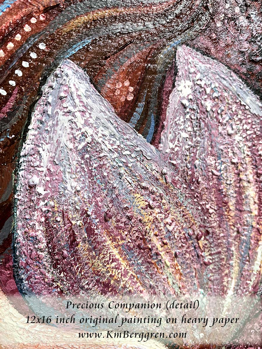 Mermaid Mother & Tiny Mermaid Baby Magenta Original Painting - KmBerggren