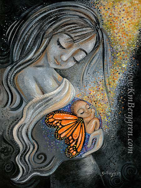 Rest In Me - Mom & Winged Baby in Womb Art Print