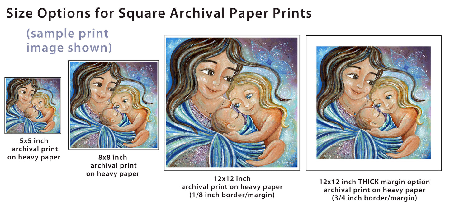 mother and daughter art prints, mom and little girl hugging and kissing art, precious daughter art
