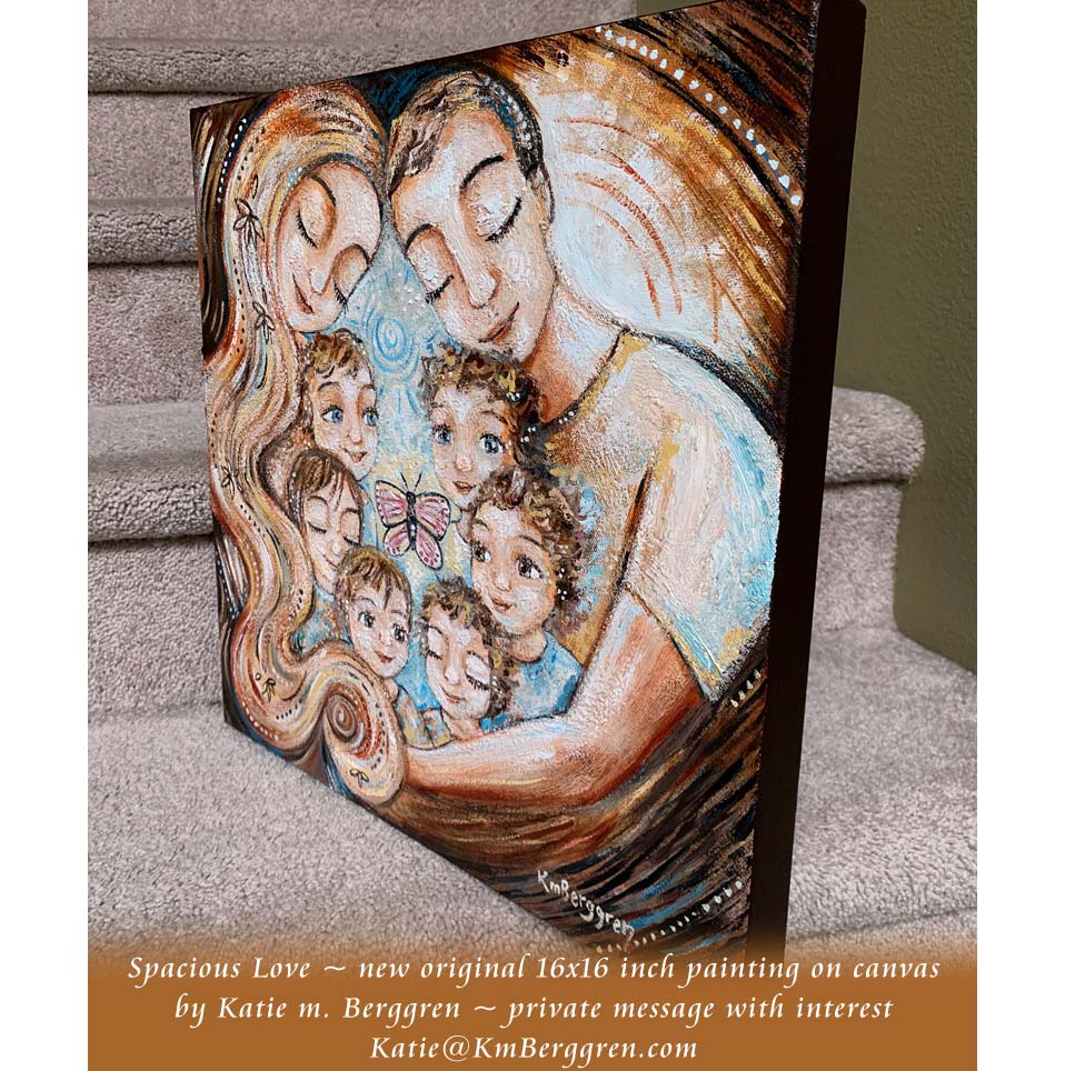 ►ONE AVAILABLE◄ Spacious Love - 16x16 inch Original Mother, Father and 6 Kids Painting