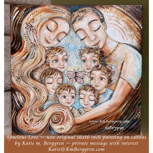 ►ONE AVAILABLE◄ Spacious Love - 16x16 inch Original Mother, Father and 6 Kids Painting
