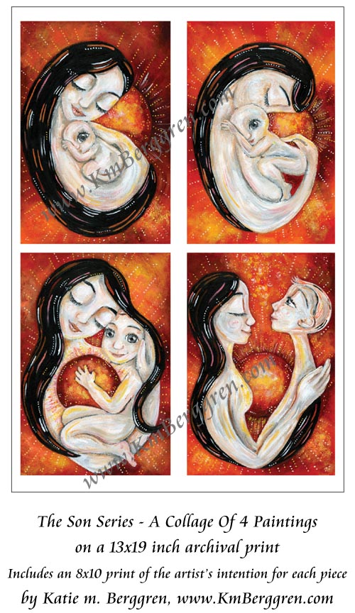 mother son artwork, art print of mom with baby boy, growing boy artwork, growing up son