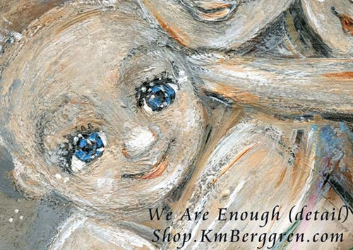 close up detail of motherhood painting art print by KmBerggren