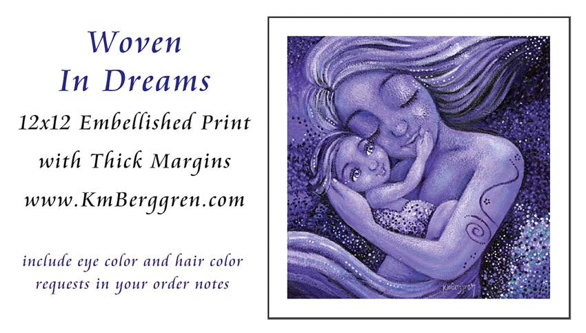 Change eye color on artwork, mother and child dancing, purple artwork, warm artwork of mommy and baby, baby touching mom face art, kmberggren
