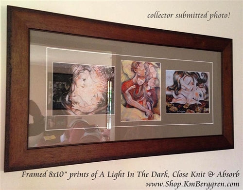 pink baby and mom with brown hair laying on a quilt artwork, kmberggren intimate maternity art prints