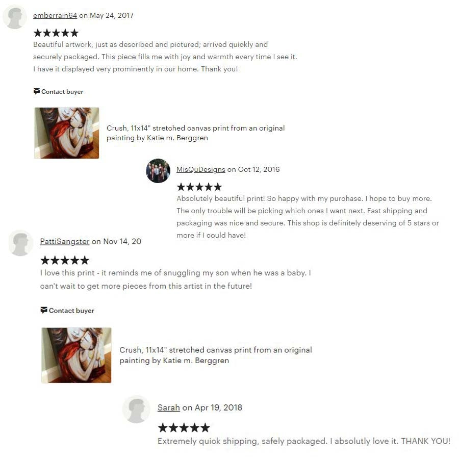 testimonials from KmBerggren art buyers