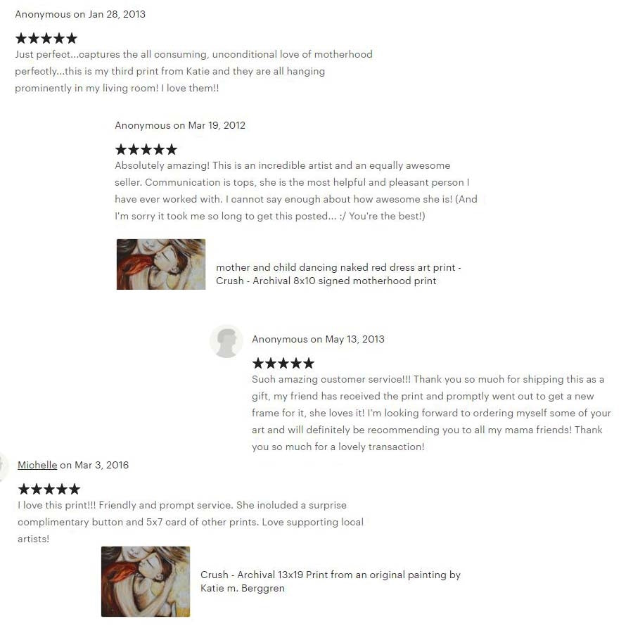 testimonials from KmBerggren art buyers