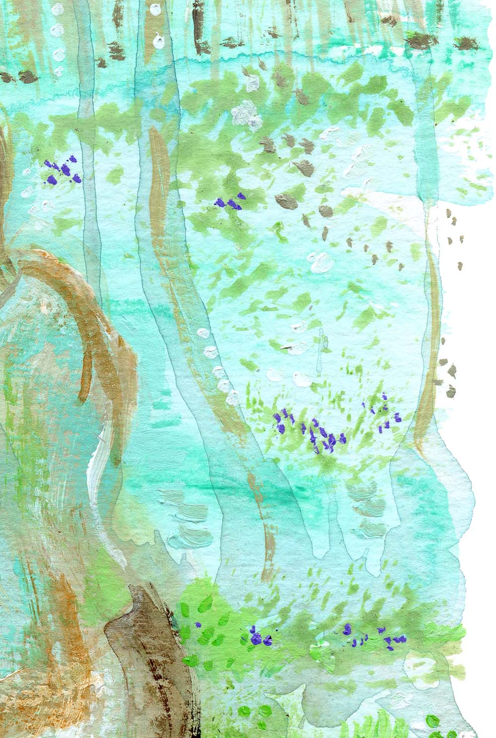 woman and child sitting in a forest, flowers in grass, aqua green blue artwork, dreamy woods, dreamy nature artwork of mother and child kmberggren