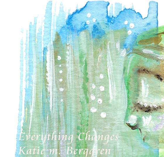 Pregnant mother with a dreamy green background. Inspiring and comforting art prints for mom pregnant with her first baby. Baby Shower Gift for young mom. Limited edition green and blue painting.