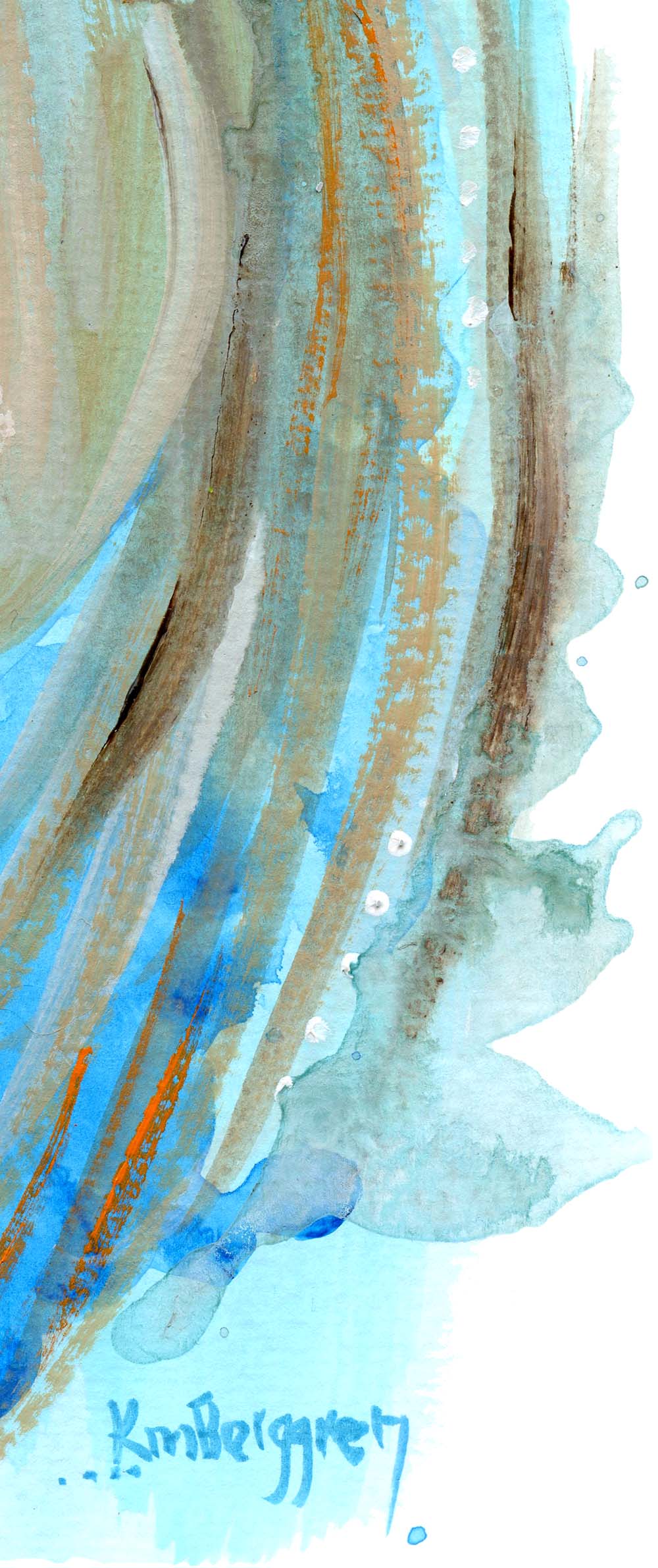 mother and two children kissing, blue watery artwork, biracial babies and mom, gift for mother's day for mom of two 2