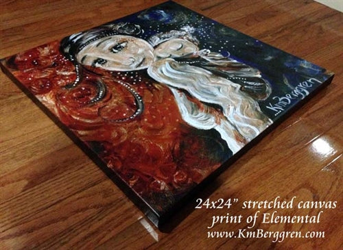 Elemental stretched canvas print on the floor