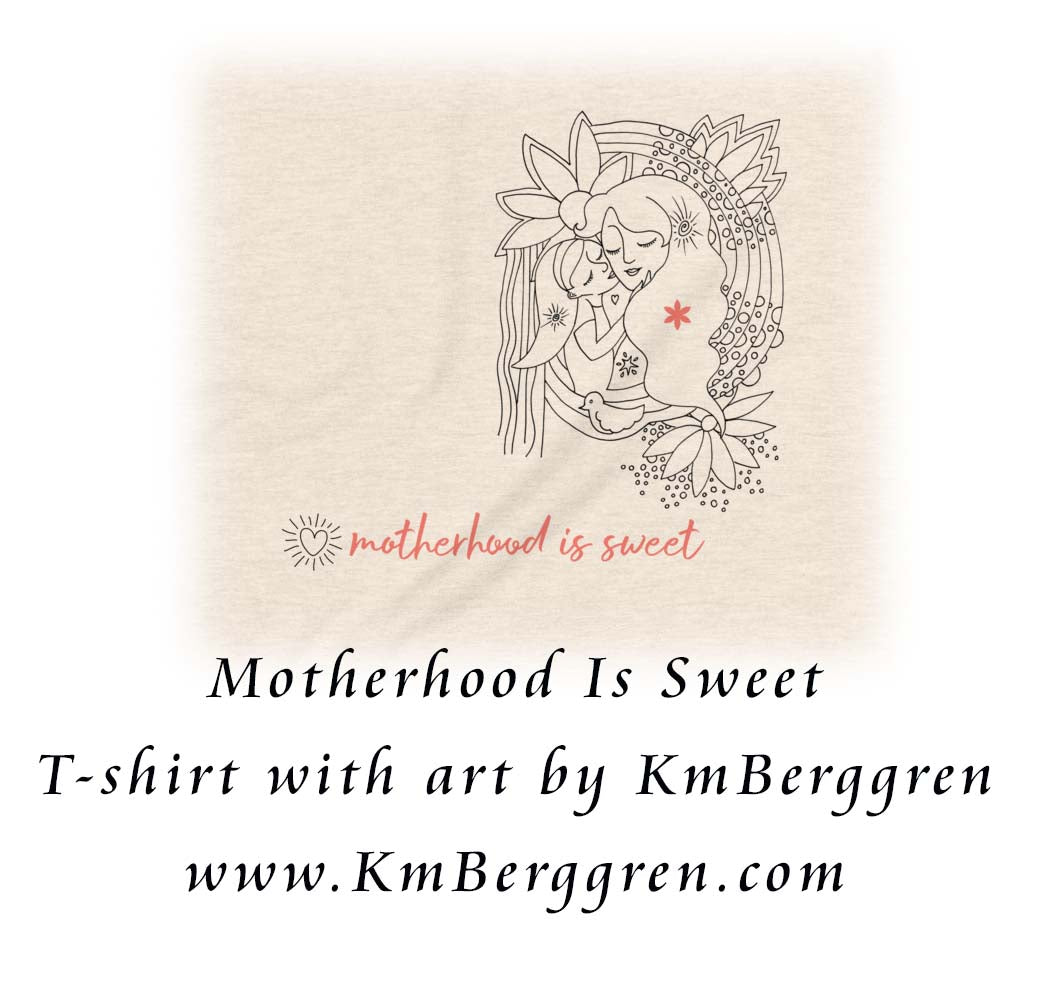 motherhood graphic art tee, graphic tee mom, mom gift shirt, art shirt for mom, mom mama mum shirt, mother teeshirt, t-shirt mom baby, tshirt art mom and kids, gift for new mom, soft shirt for new mom, easy inexpensive girlfriend gift, cheap gift for girlfriends, cheap gift for mom friends, kmberggren art on shirt, angel baby art on shirt, angel baby shirt, pregnant mother shirt, mother child art shirt, black mother art shirt, art collection shirt