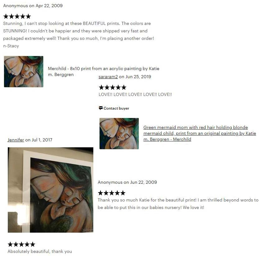 testimonials from KmBerggren art buyers