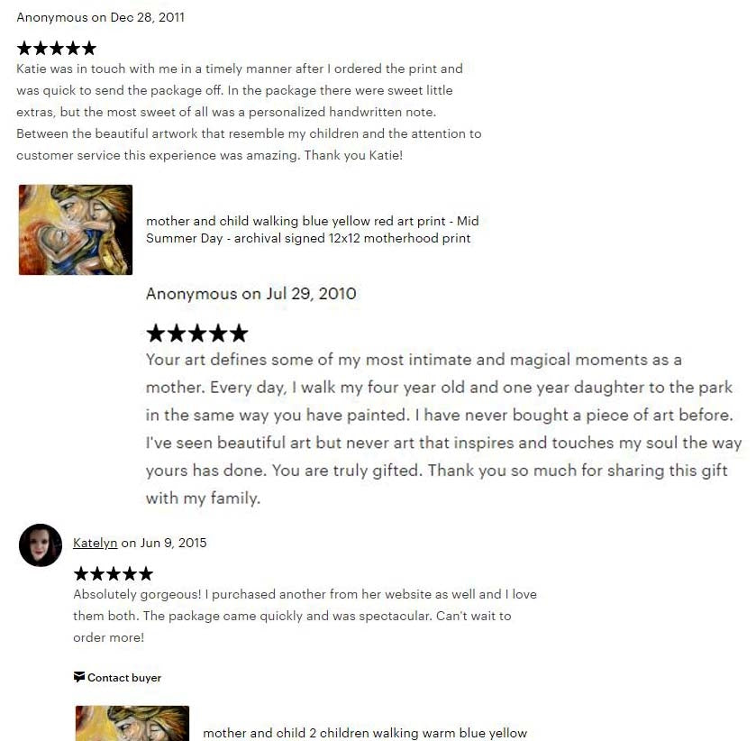 testimonials from KmBerggren art buyers