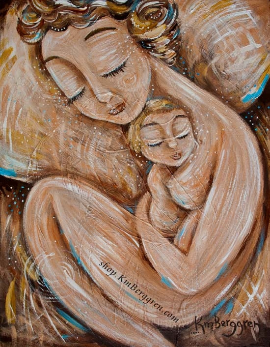 nude mom child Thoughtful Gift for New Mom - Art by KmBerggren – KmBerggren Motherhood Art