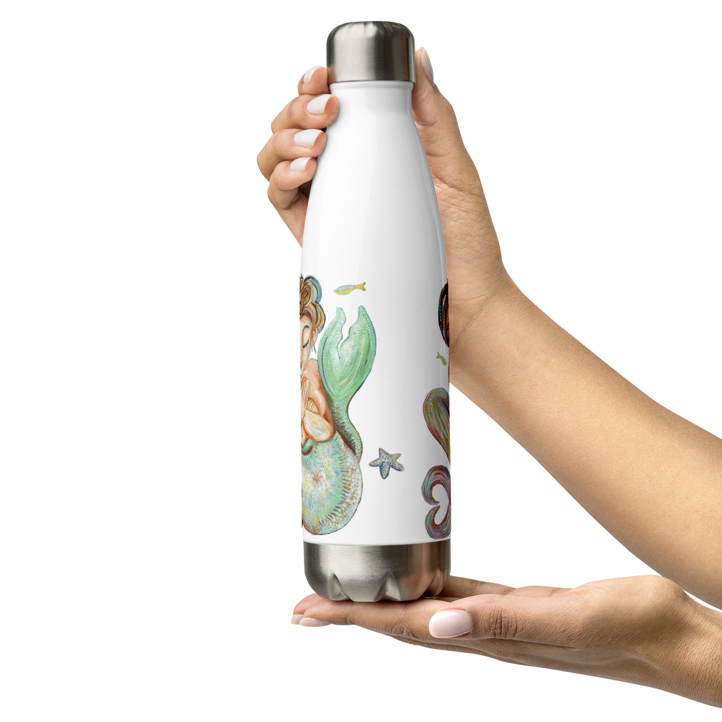 Mermaid Art Stainless Steel Water Bottle - with whimsical art by KmBerggren