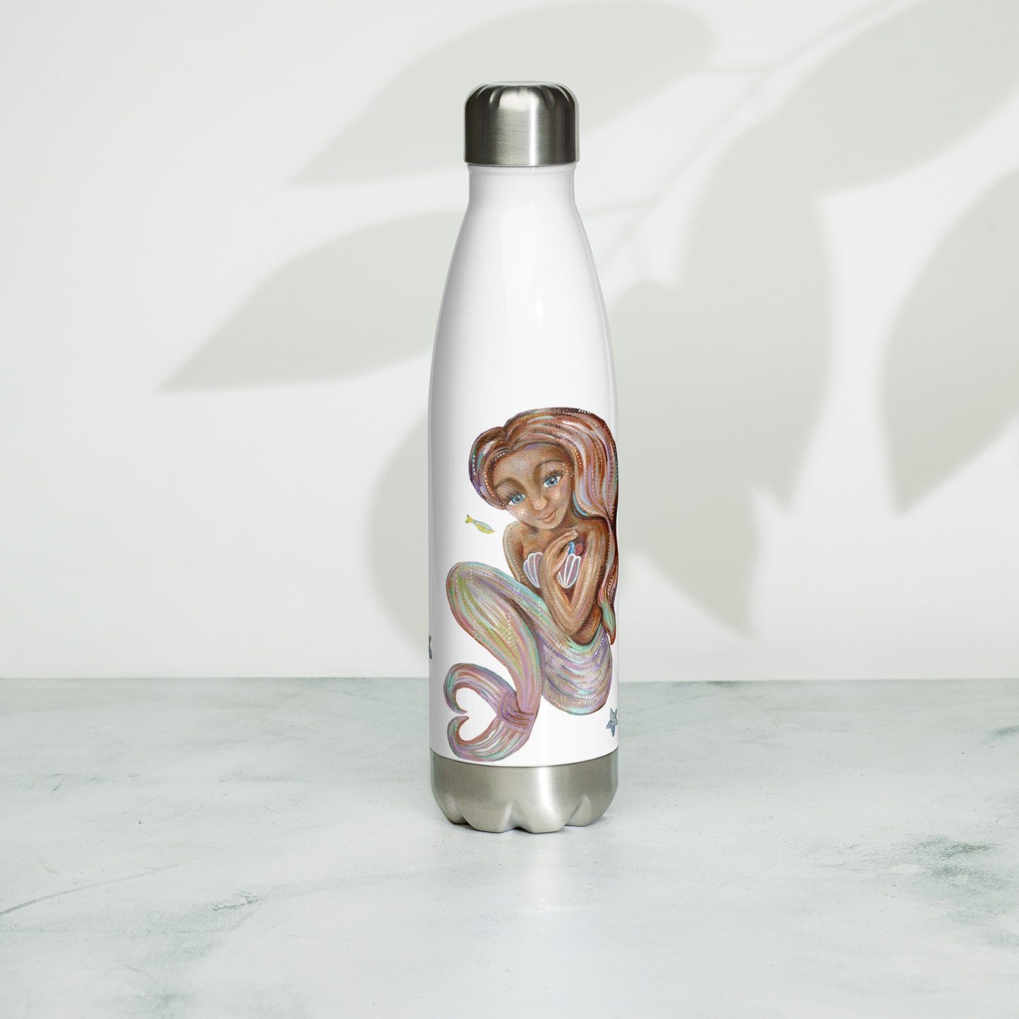 Mermaid Art Stainless Steel Water Bottle - with whimsical art by KmBerggren