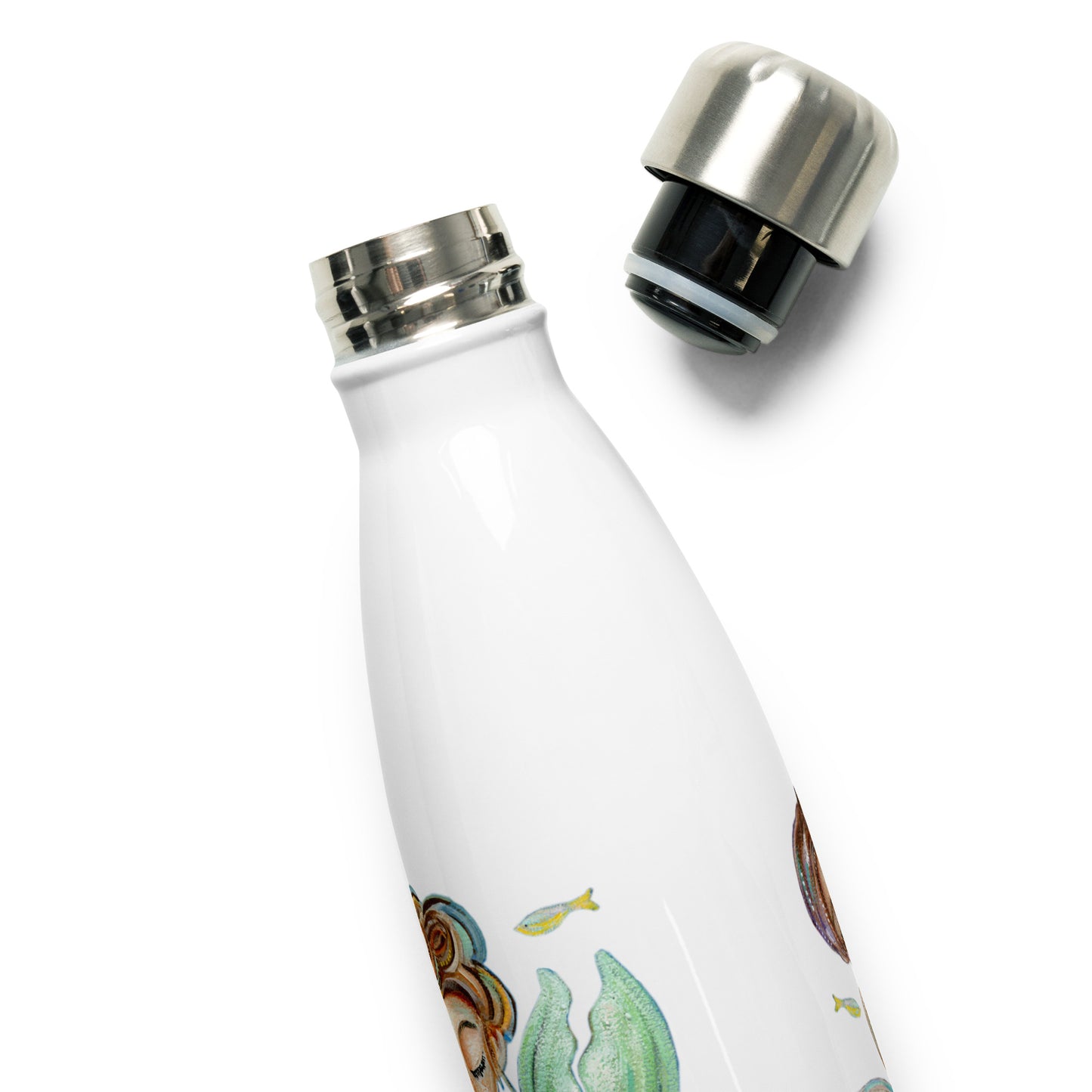 Mermaid Art Stainless Steel Water Bottle - with whimsical art by KmBerggren