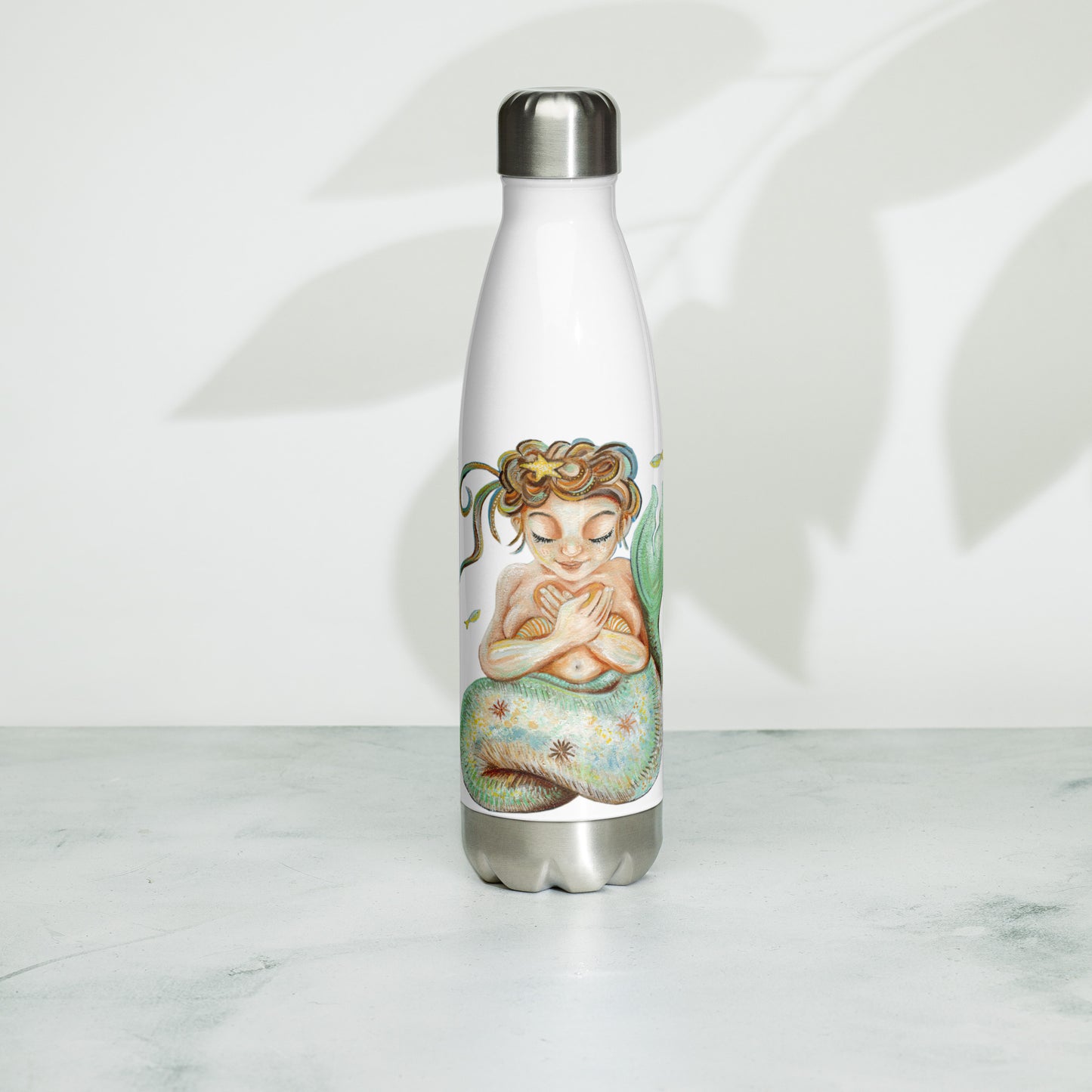 Mermaid Art Stainless Steel Water Bottle - with whimsical art by KmBerggren
