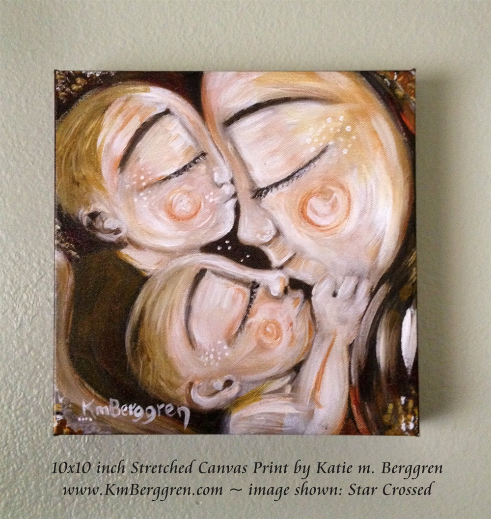 canvas art print of mama with two boys