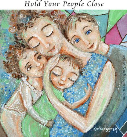 gifts for mom and three kids, third child baby gift, gift for mom with 3 kids gift basket, mother child artwork by Katie m. Berggren