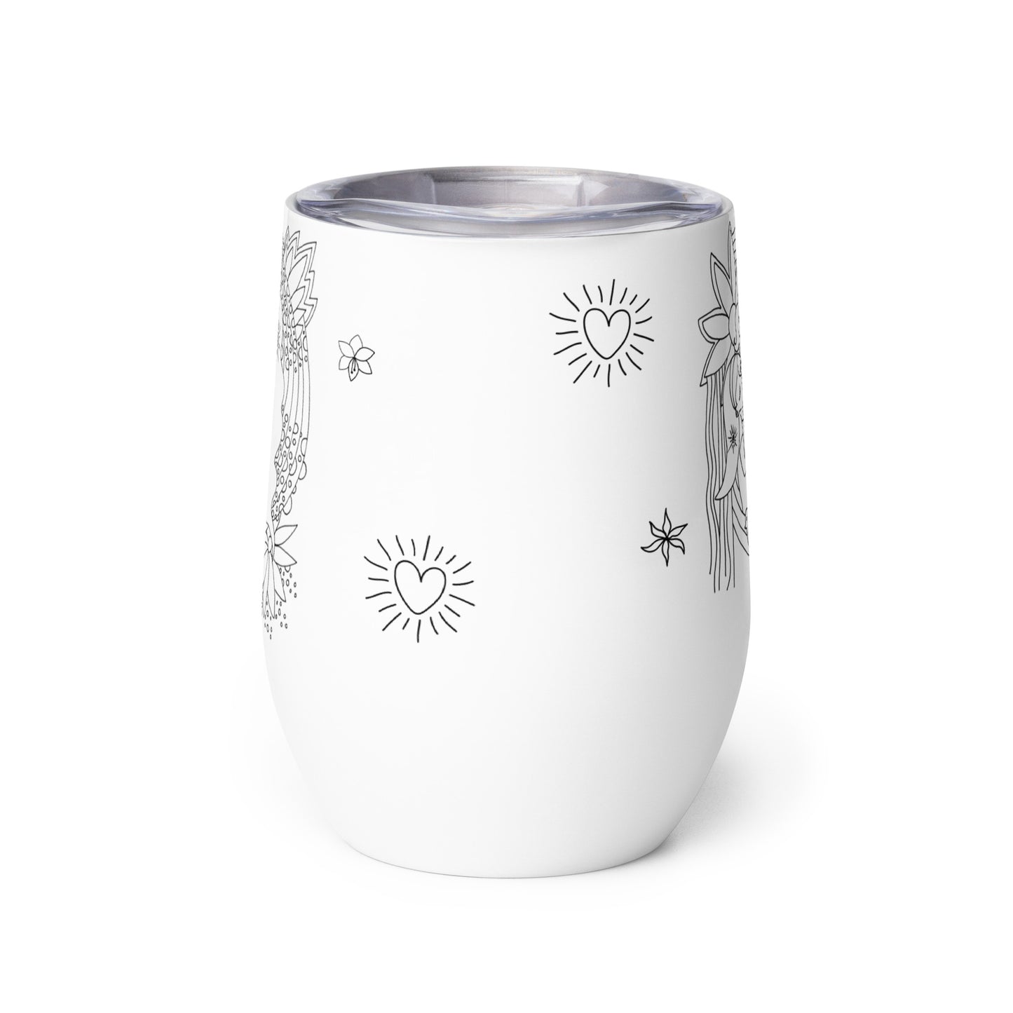 uniquely shaped tumbler, unbreakable stainless steel, motherhood drawing on tumbler, mom art glass, drinkware for mom, art drinkware, art cup, gift for mom, wine gift for moms