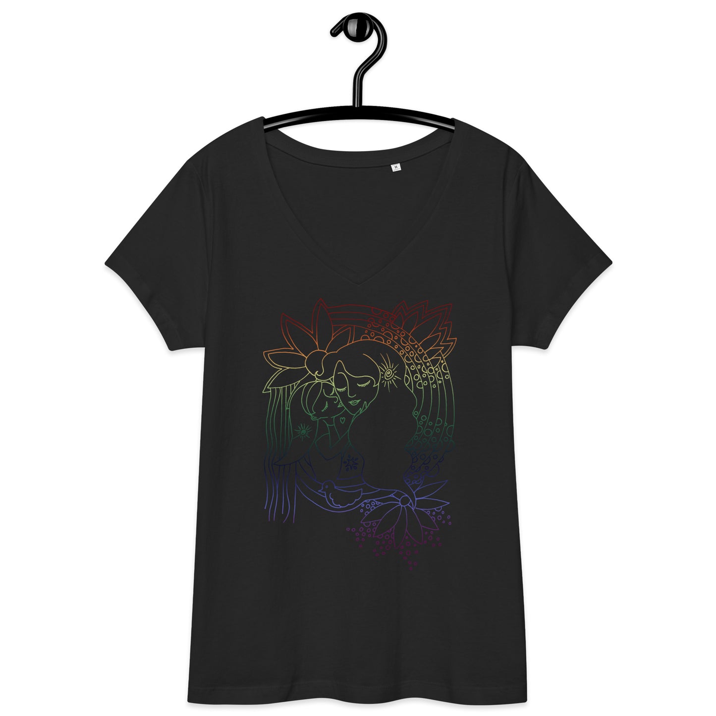 Rainbow Mother & Child ~ organic ring-spun cotton ~ Women’s fitted v-neck t-shirt