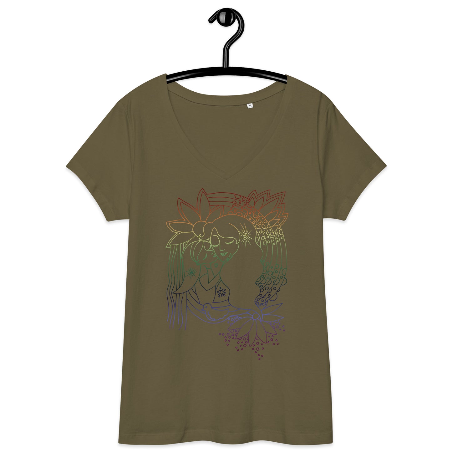 Rainbow Mother & Child ~ organic ring-spun cotton ~ Women’s fitted v-neck t-shirt