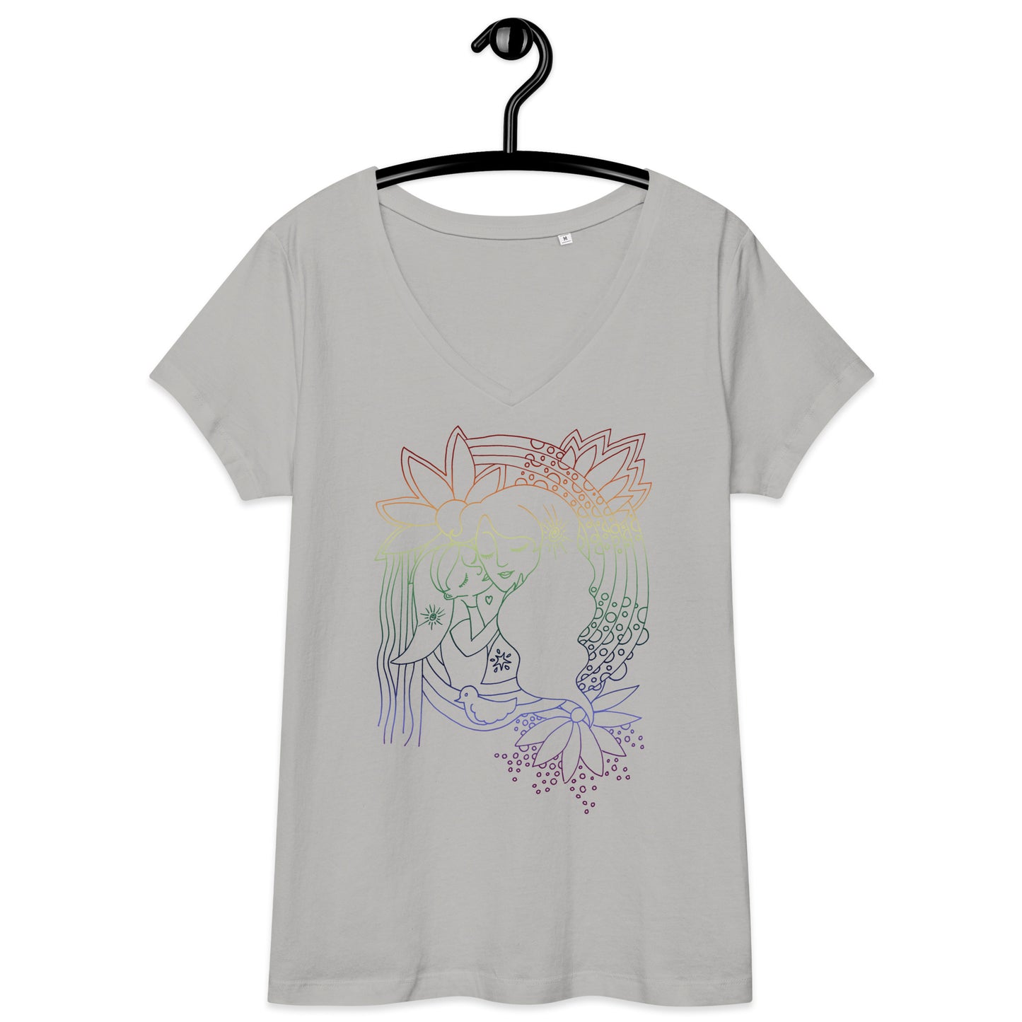 Rainbow Mother & Child ~ organic ring-spun cotton ~ Women’s fitted v-neck t-shirt