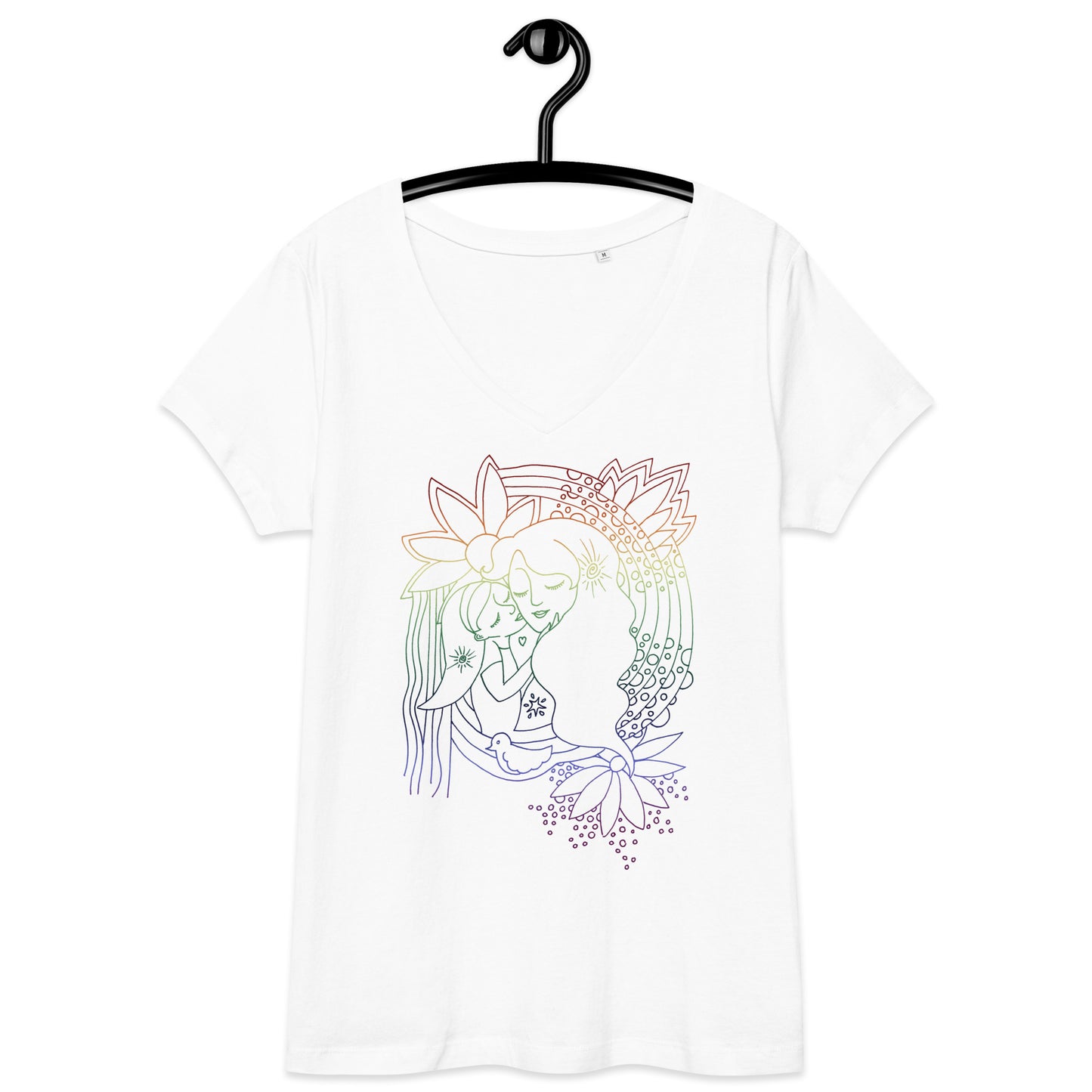 Rainbow Mother & Child ~ organic ring-spun cotton ~ Women’s fitted v-neck t-shirt