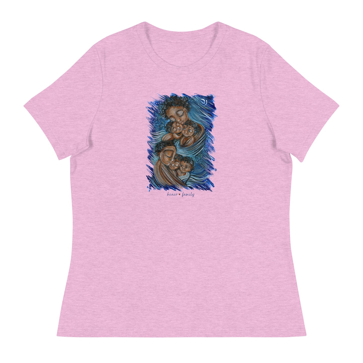 mother and child t-shirt, mom baby shirt, graphic tee motherhood, mother and kids graphic tee, mother child teeshirt, mama baby tee, baby mama t-shirt, tshirt motherhood, gift shirt for mom, wearable art for mom, new baby gift, new mom shirt, new mom gift, kmberggren art on shirts, art clothing, family of color shirt, women of color art, black family on tshirt, painting of black family, cheerful shirt for mom, bright colored art shirt