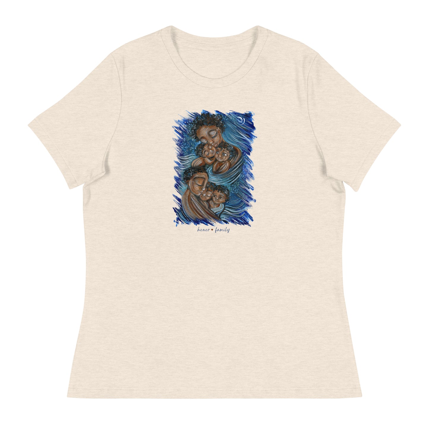 mother and child t-shirt, mom baby shirt, graphic tee motherhood, mother and kids graphic tee, mother child teeshirt, mama baby tee, baby mama t-shirt, tshirt motherhood, gift shirt for mom, wearable art for mom, new baby gift, new mom shirt, new mom gift, kmberggren art on shirts, art clothing, family of color shirt, women of color art, black family on tshirt, painting of black family, cheerful shirt for mom, bright colored art shirt