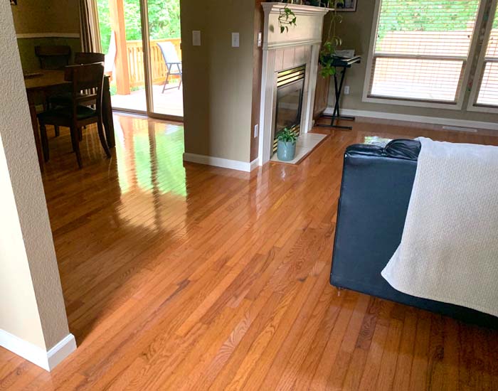 simplified and decluttered home with wood floors
