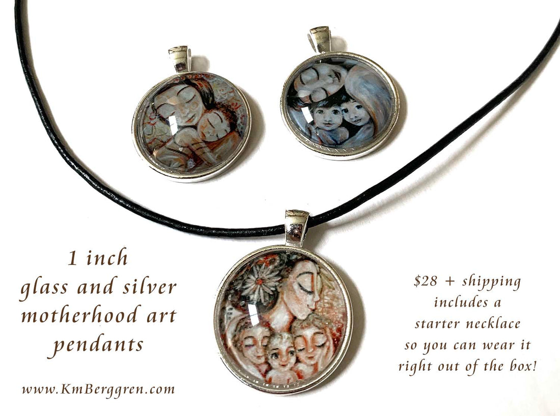 art necklace, glass pendant with art, customizable art necklace, art charm, kmberggren necklace