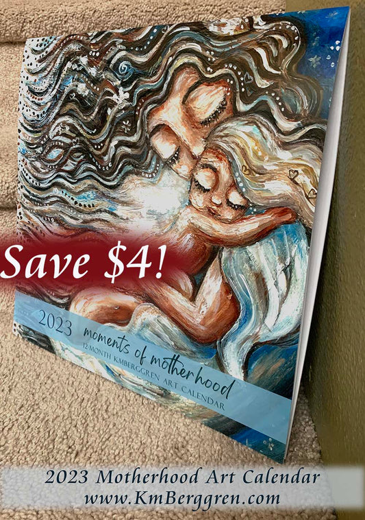 woman and child mom and baby art calendar, collectible calendar, keepsake calendar art