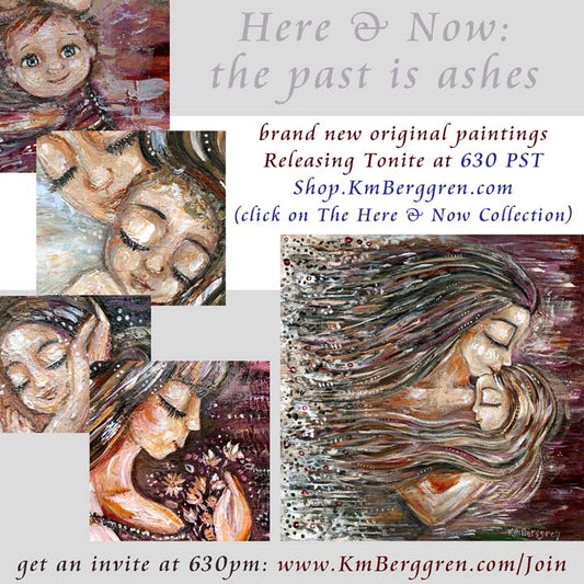 paintings of women and children, earthy colors, here and now by KmBerggren