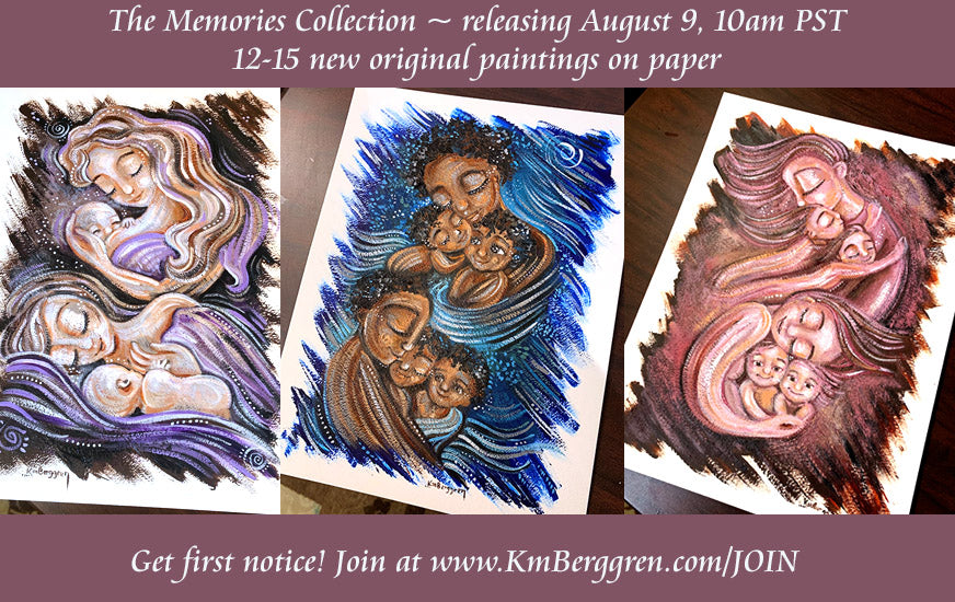 memory collection, memory artwork, mother child art, lactating parent art, non-binary parent, african american parent art, family paintings, art on paper, paint on paper, paintings of mothers and children, paintings of parents and children, nursing art