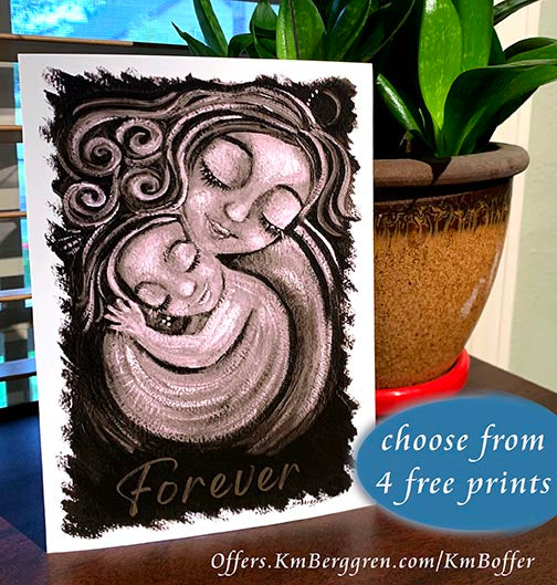 free art, art for moms, just pay shipping art, sepia toned art, sepia-tone art, mother child artwork, kmberggren art