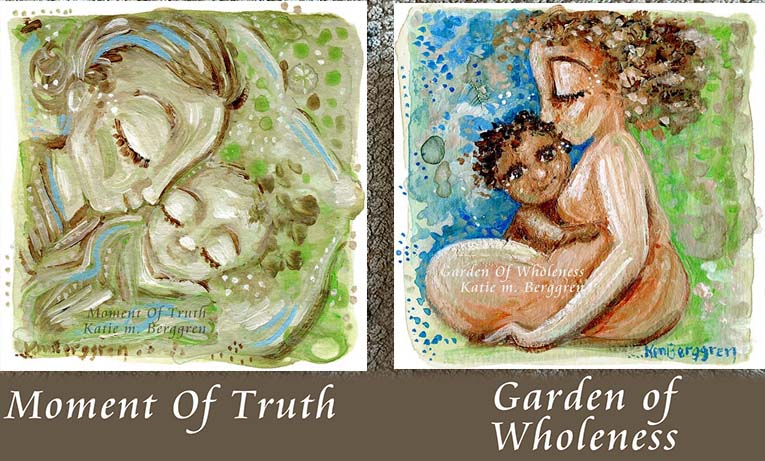 mother and child paintings by kmberggren, katie m. berggren, mom and baby sleeping art, white mother black child painting, adopted child painting, mom and biracial baby painting, cosleeping art, co-sleeping mother painting