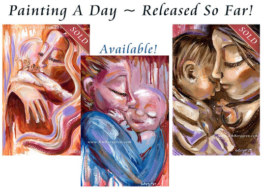 mother and child artwork, paintings of mom and baby, gift for mom and new baby, mom and baby image, painting of baby with mom, gift for new mom, gift for new baby