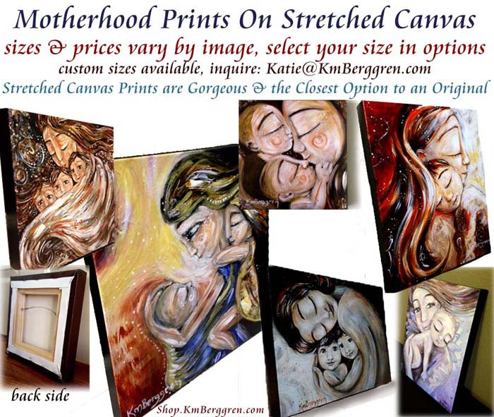 stretched canvas prints of motherhood artwork by KmBerggren, ready to hang art prints on high quality stretched canvas