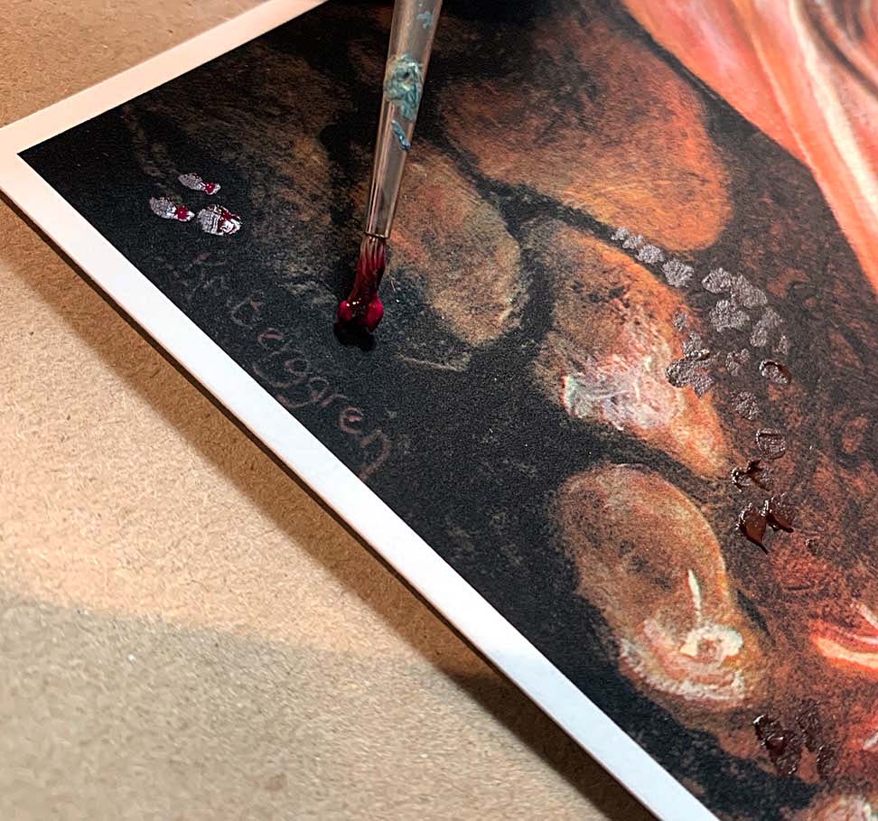 magenta and brown painting of mother and child in an atmosphere of sadness and hope, rock wall, cute baby and mom paintings, optimistic artwork for women, hopeful art for mothers and women, km berggren, kmberggren